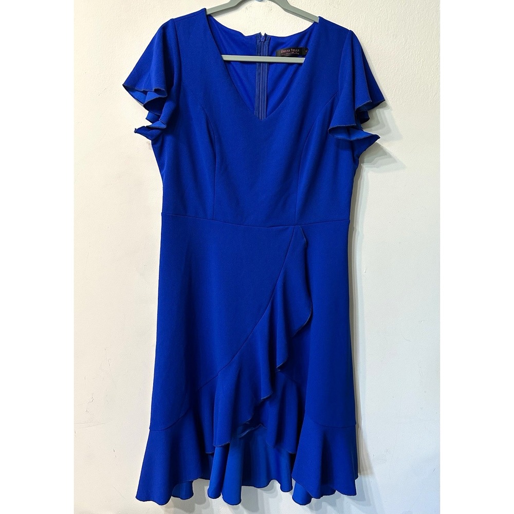 Dresstells Royal Blue High Low Ruffle Dress Womens XL V-Neck Cocktail Wedding⁠